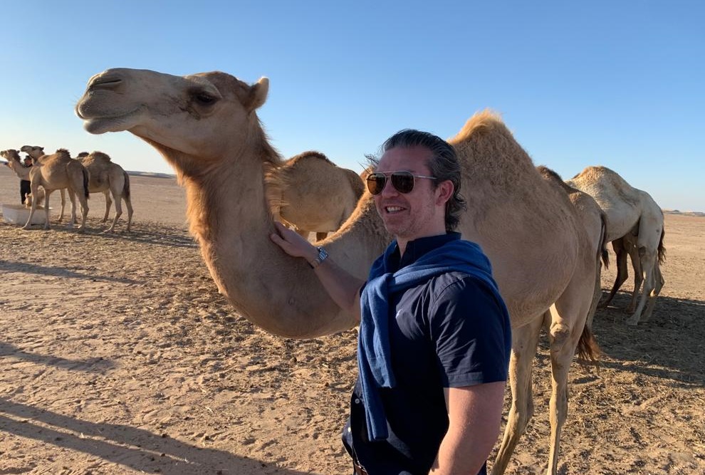36 Family's Danny Chapman, with a few camels, Abu Dhabi